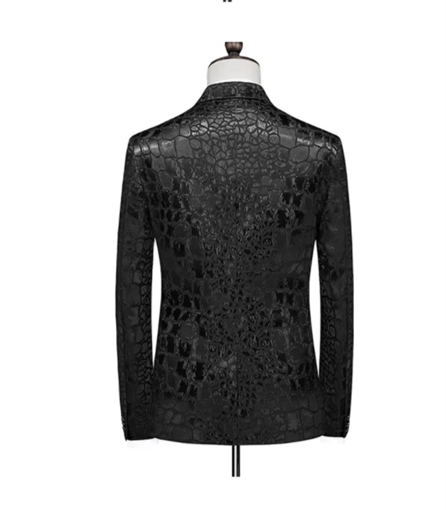 Double Breasted Jacquard Dress Men's Slim Fit Blazer