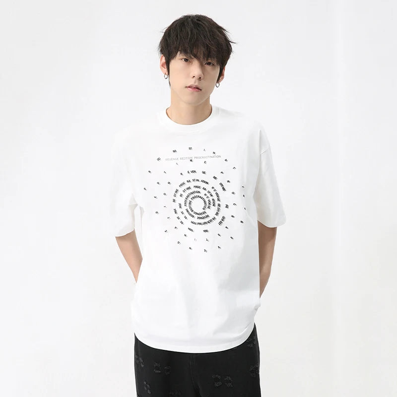 Letter Star River Print Loose T-Shirt