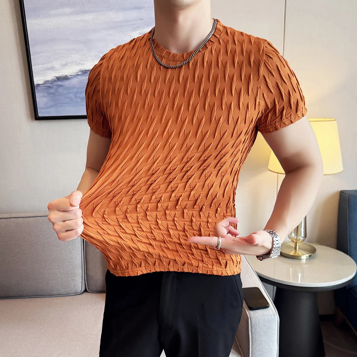 O-Neck Slim Fit Elastic Casual T-Shirt