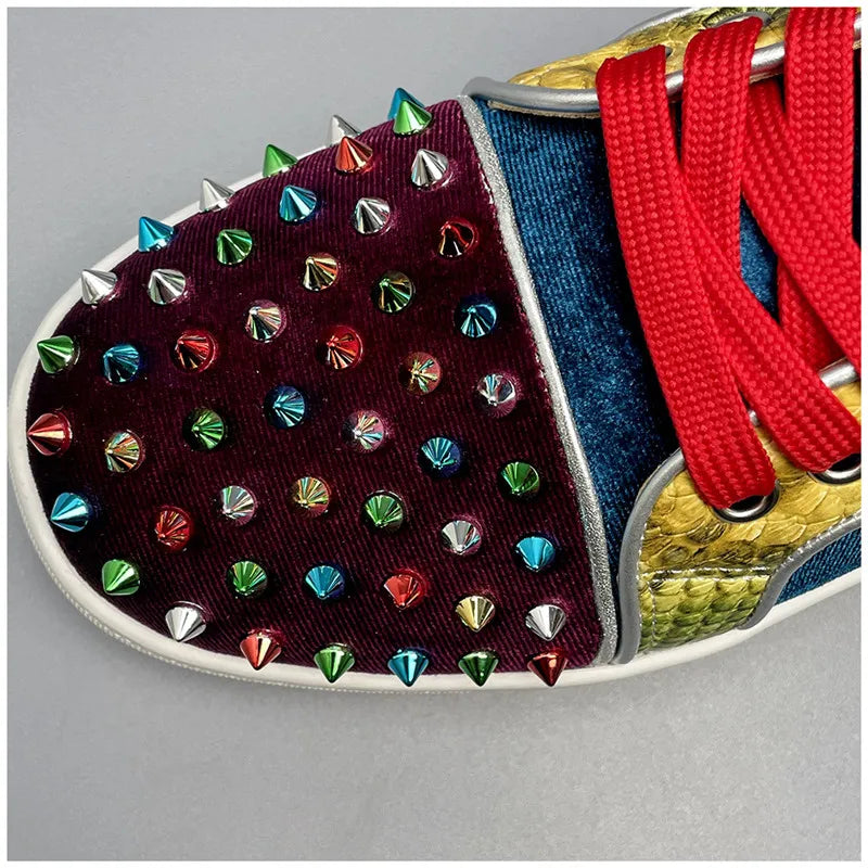 Velvet Rivet Studded Low-Top Sneaker