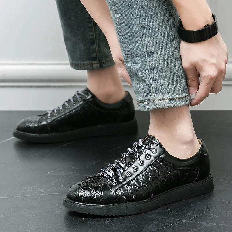 Natural Cowhide Leather Flat Sneakers