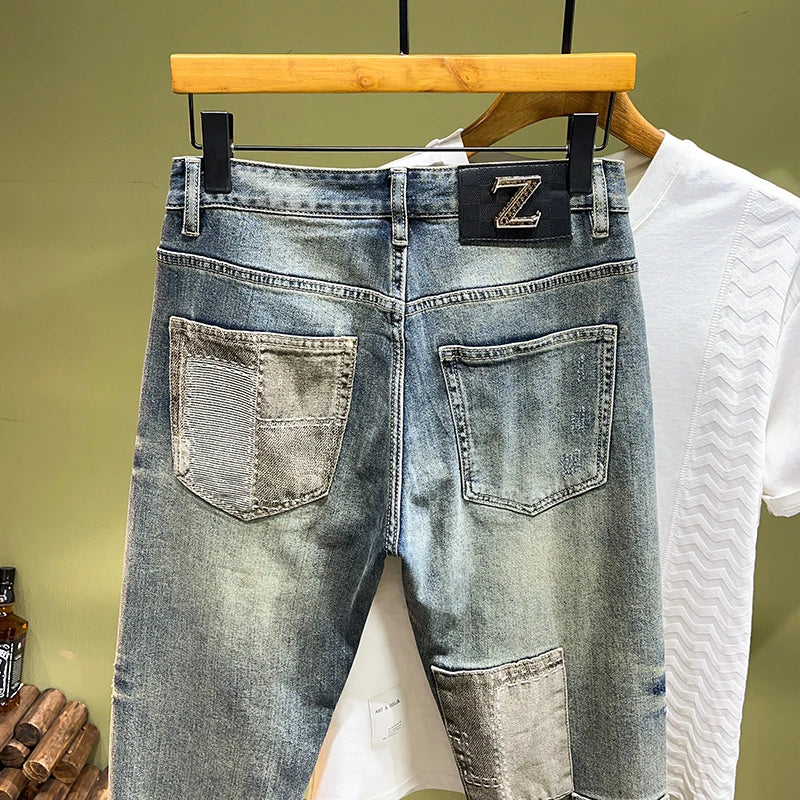 Streetwear Patch Retro Ripped Jeans