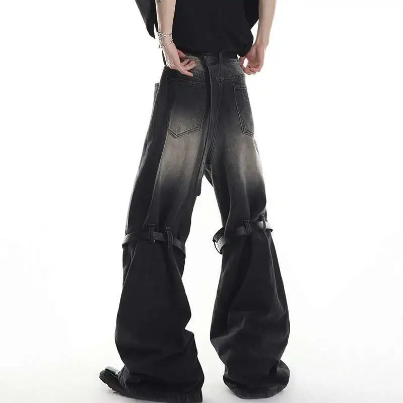 Spliced Belt Micro Flared Jeans