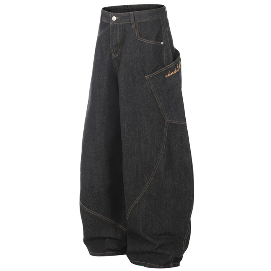 Side Pocket Wide Leg Baggy Jeans