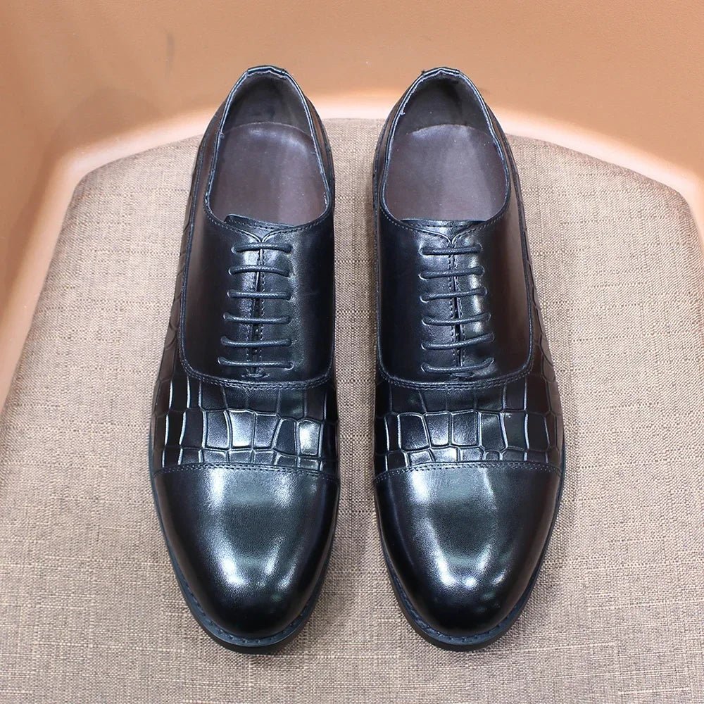 Elegant Pattern Leather Oxford Shoes