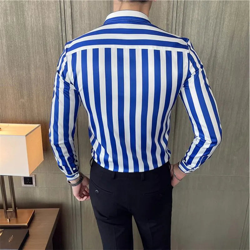 Casual Striped Contrast Slim Fit Shirt