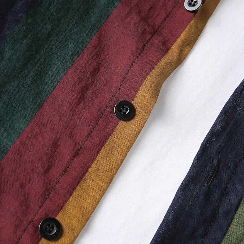 Street Colorful Stripes Loose Shirt