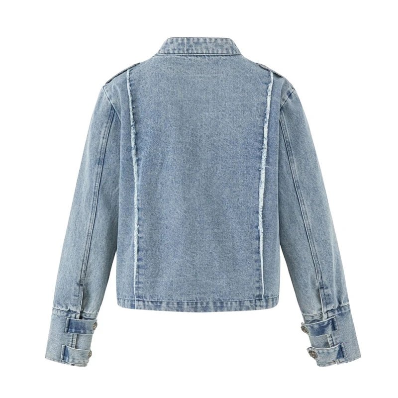 Decorative Button Detailing Denim Jacket