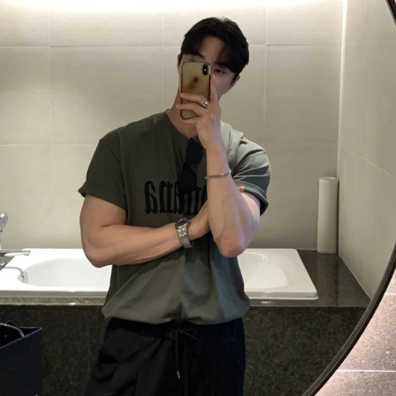 Solid Letter Loose O-neck T-Shirt