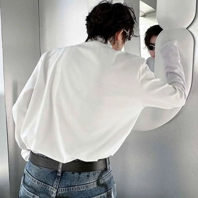 Turtleneck Metal Buckle Niche Design T-Shirt