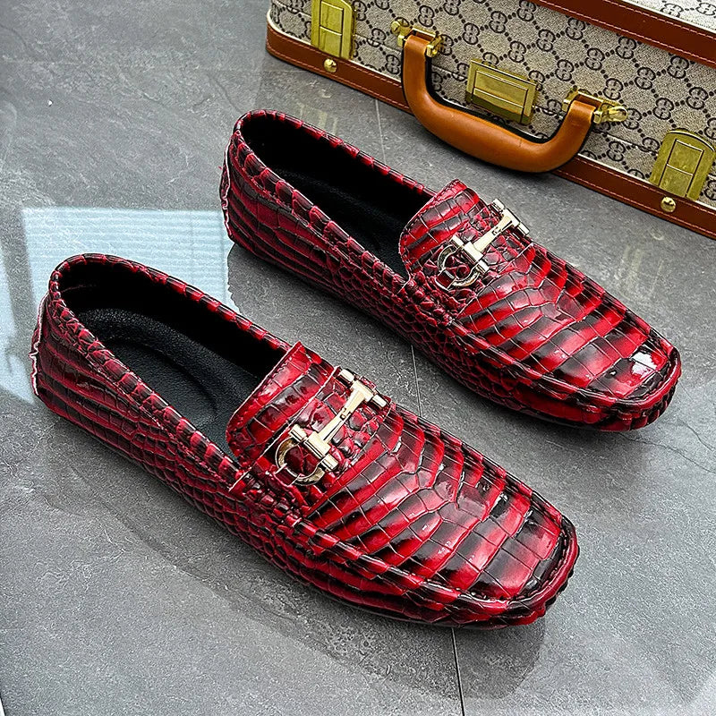 Luxury Snakeskin Split Leather Loafers