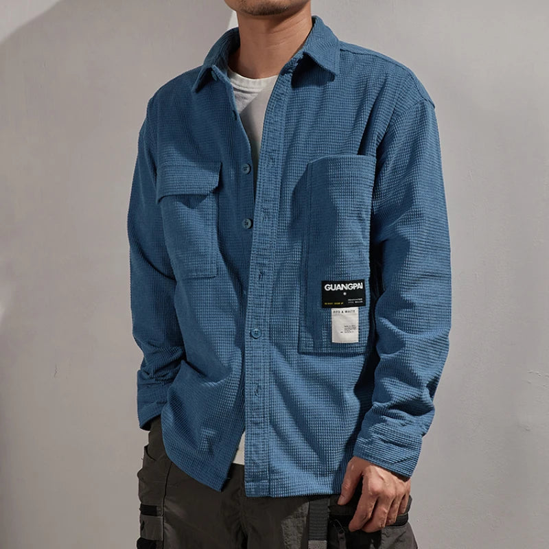 Japanese Retro Waffle Loose Shirt