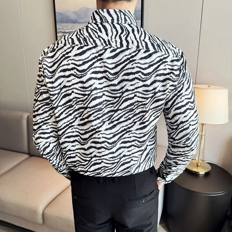 Zebra Pattern Anti-Wrinkle Broadcloth Shirt