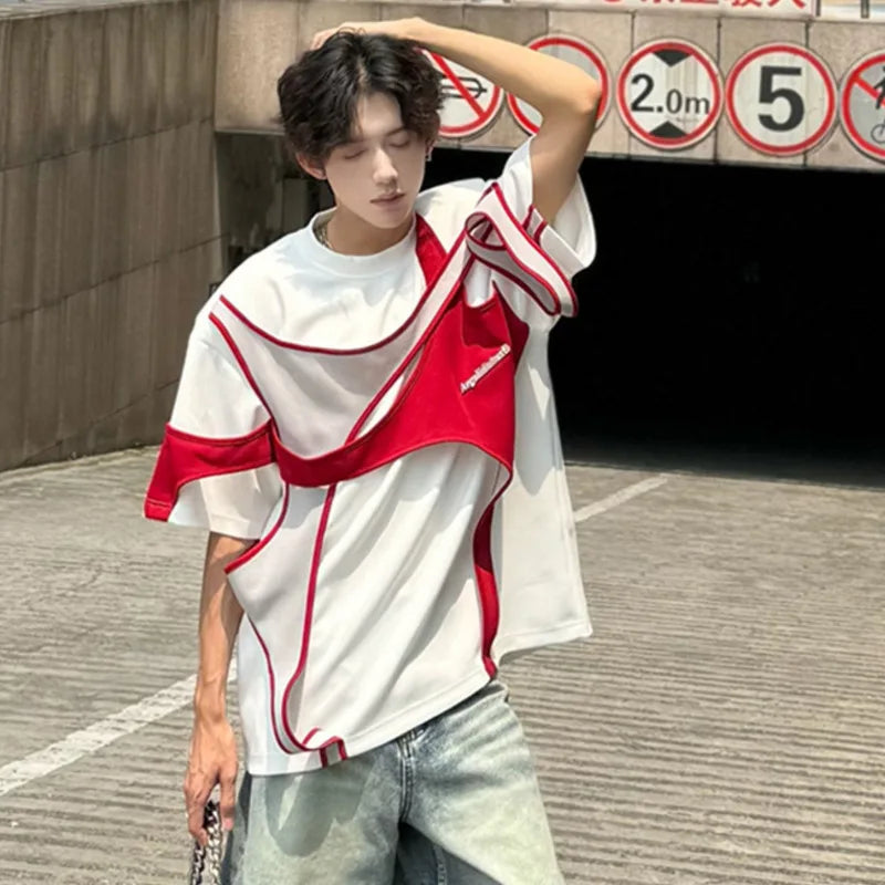 Street Style Contrast Patchwork T-Shirt