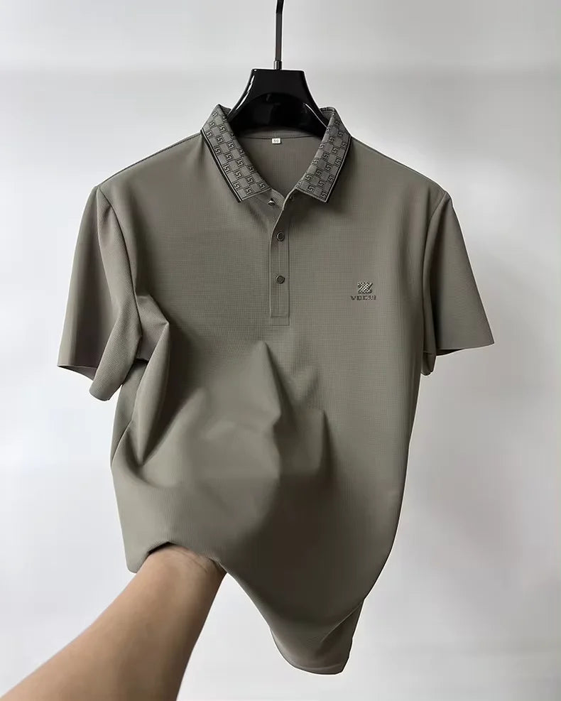 Monogram Collar Casual Men's Polo Shirt