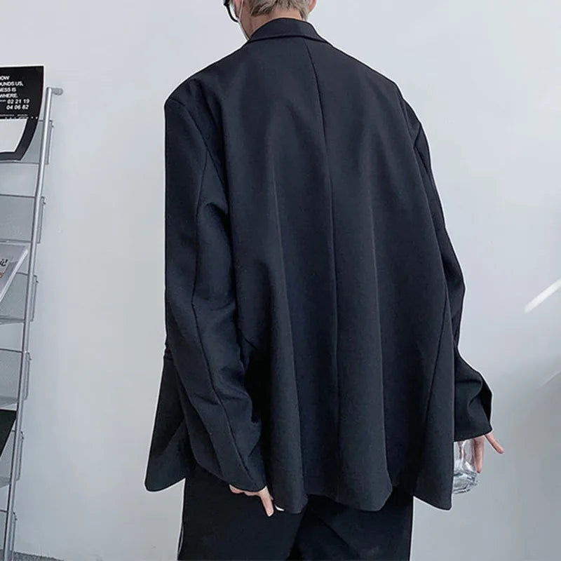 Loose Inclined Placket Metal Buckle Blazer