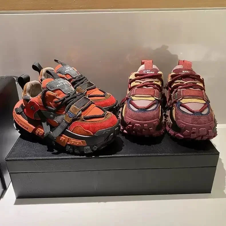 Casual Mixed Colors Microfiber Chunky Sneaker