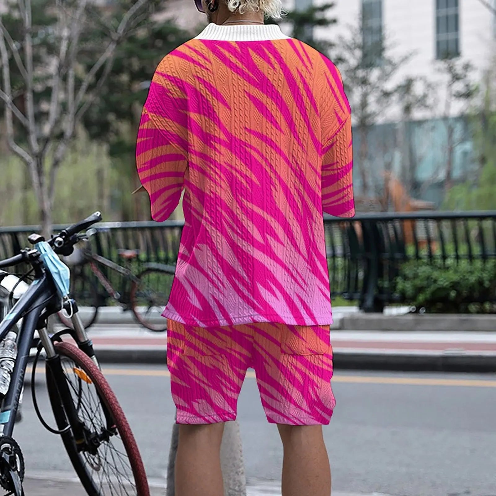 Pink Printed V-Neck Half-Sleeve Shorts Set