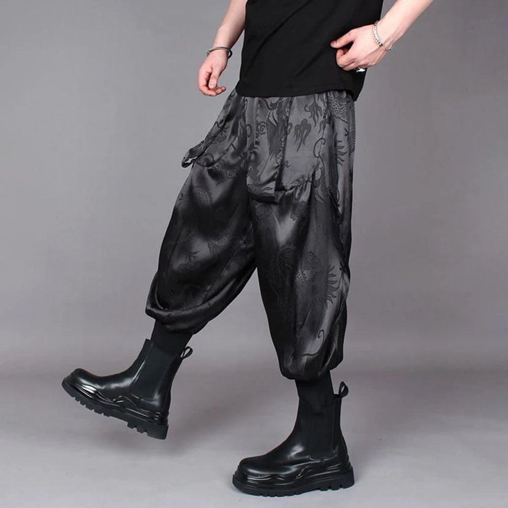 Dragon Jacquard Large Crotch Loose Pants