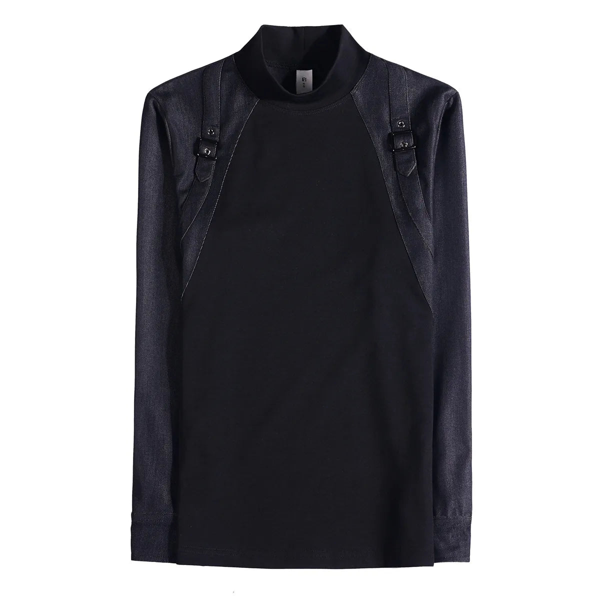 Strap Design Half High Collar T-Shirt