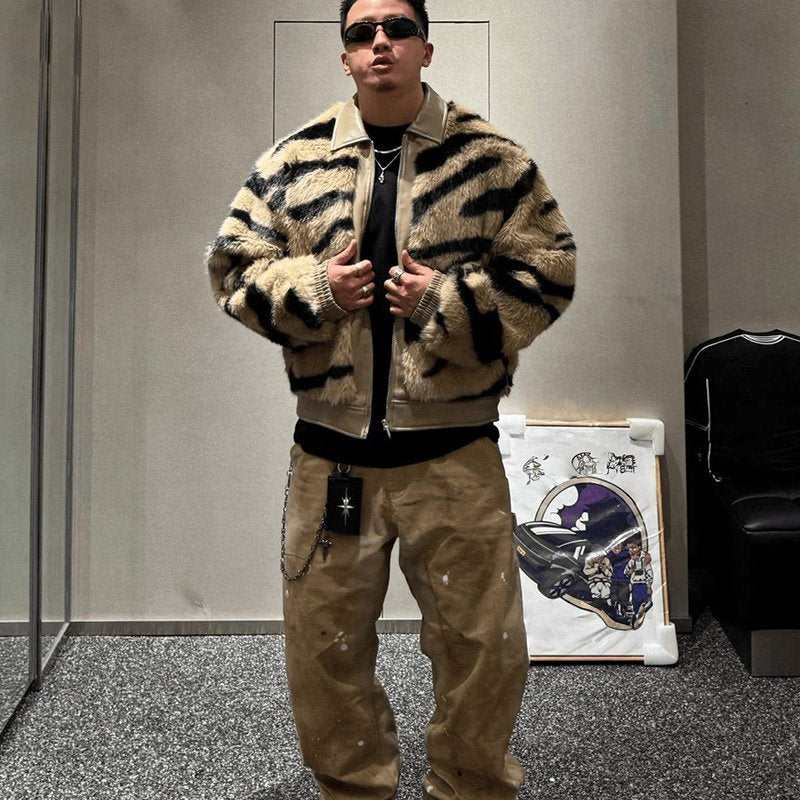 Tiger Pattern Fur Thick Jacket