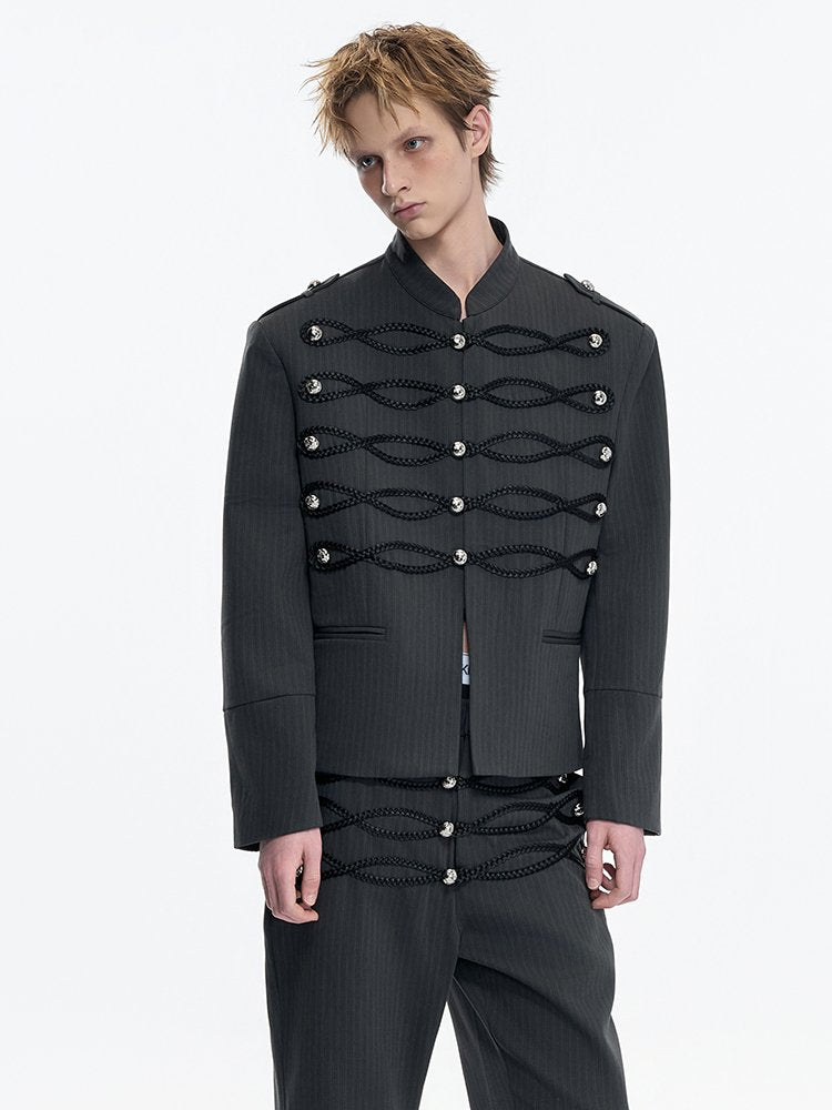 Gothic Style Buttons Wave Braid Jacket