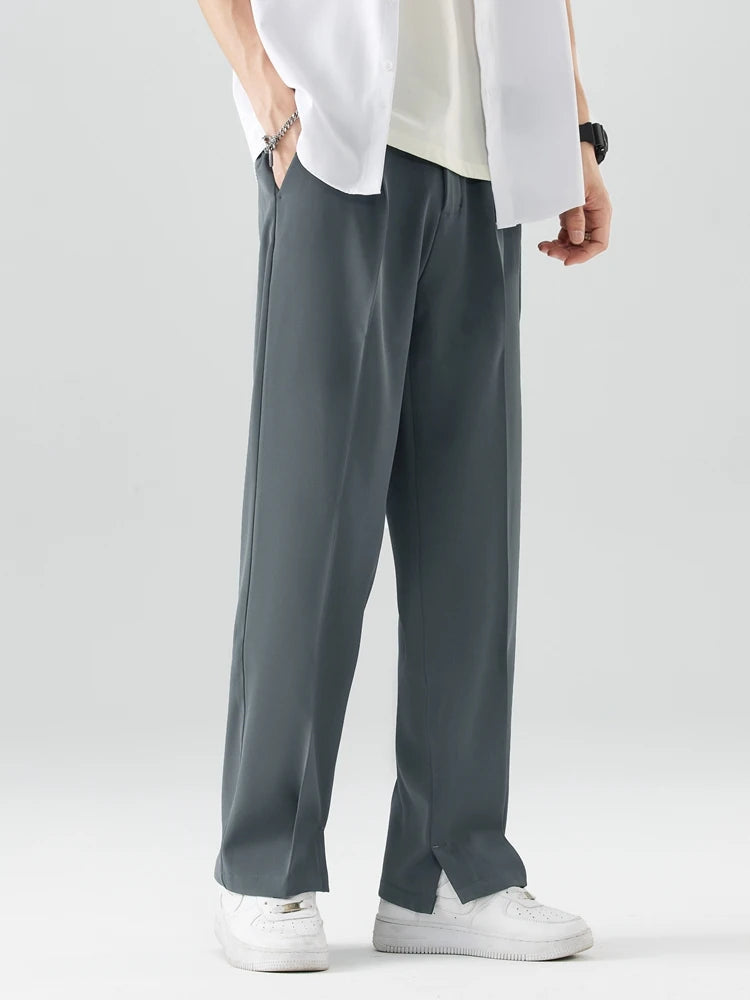 Casual Polyester Straight Loose Drape Trousers