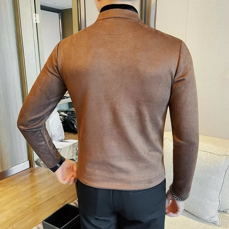 Solid Velvet Long Sleeved Fit T-Shirt