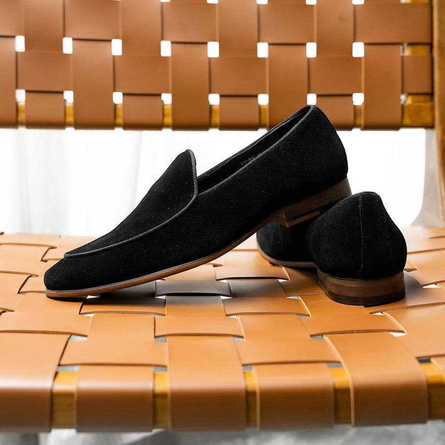 Solid Suede Almond Toe Loafers