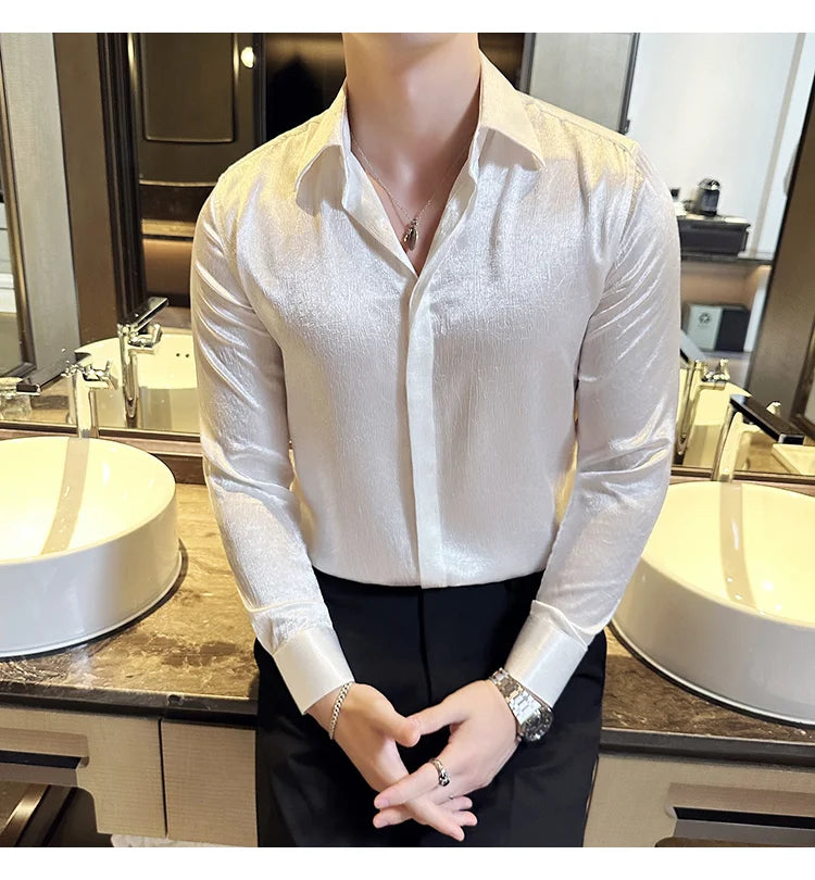 Glossy Anti-Wrinkle Slim-Fit Shirt