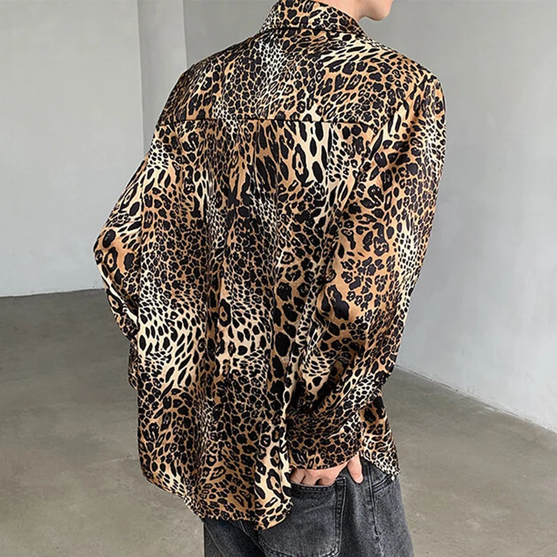 Leopard Pattern Shoulder Pad Shirt