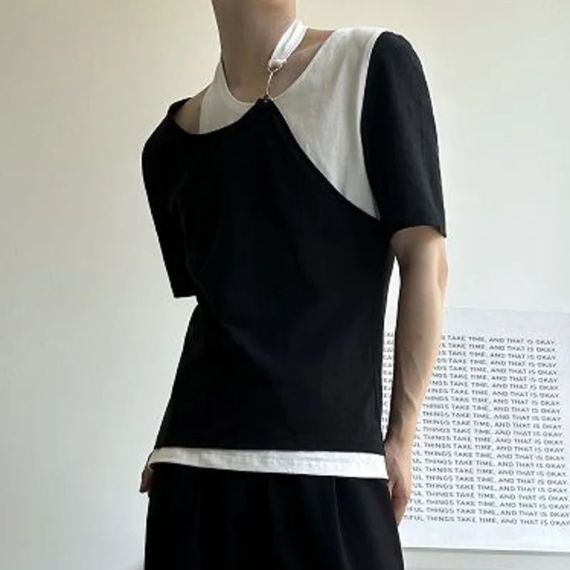 Irregular Design Fake Two-Piece T-Shirt