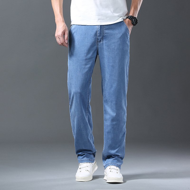 Lyocell Ice Silk Straight Denim Jeans
