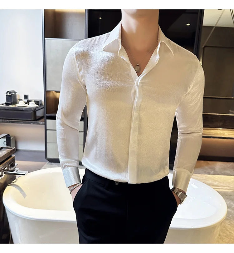 Glossy Anti-Wrinkle Slim-Fit Shirt