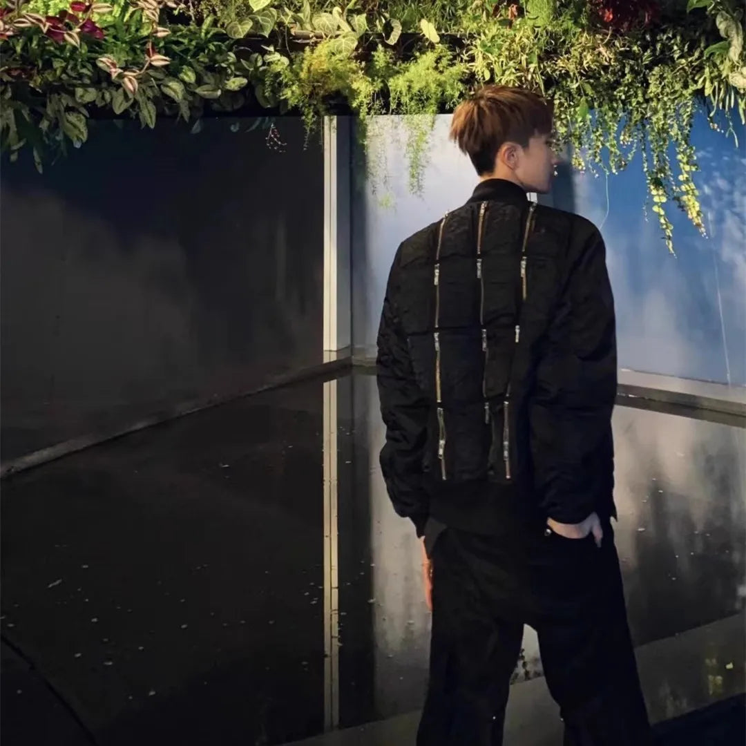 Black Multi Zippers Men's Jacket