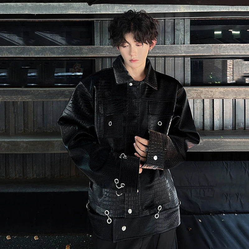 Animal Printed Metal Buckle Loose Jacket