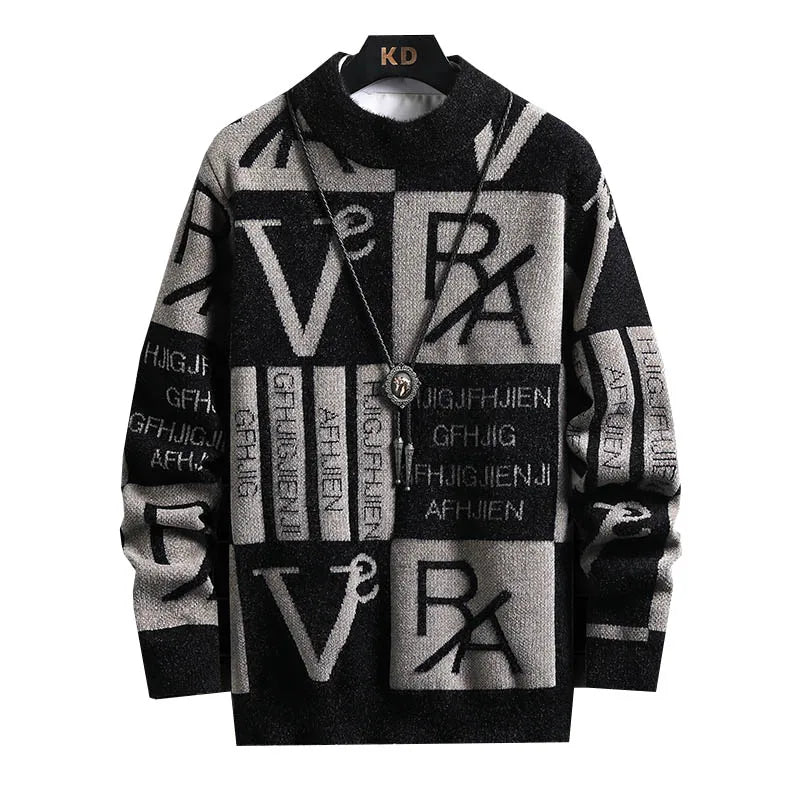 Color Block Letter Knitted Sweater