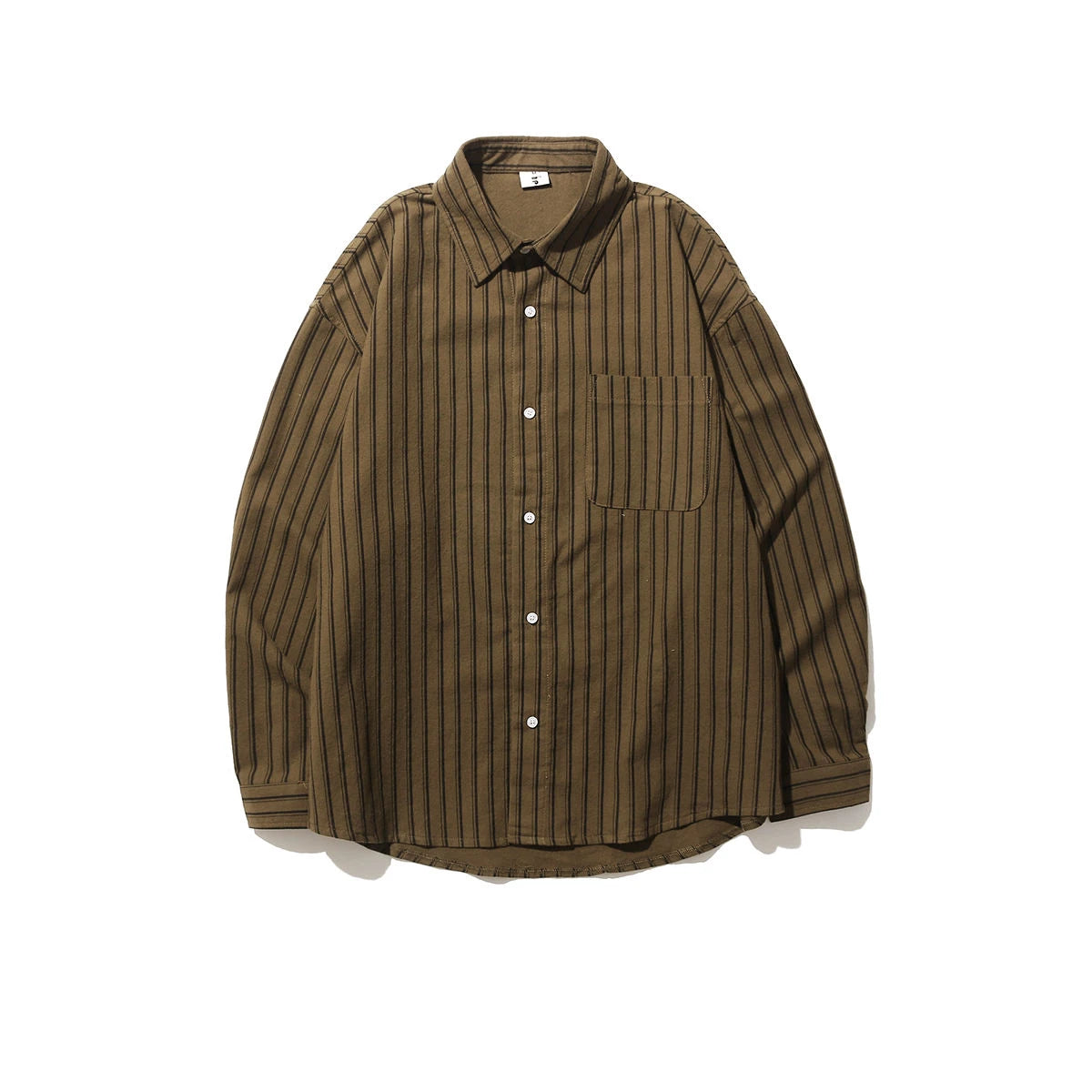 Retro Brown Striped Loose Shirt