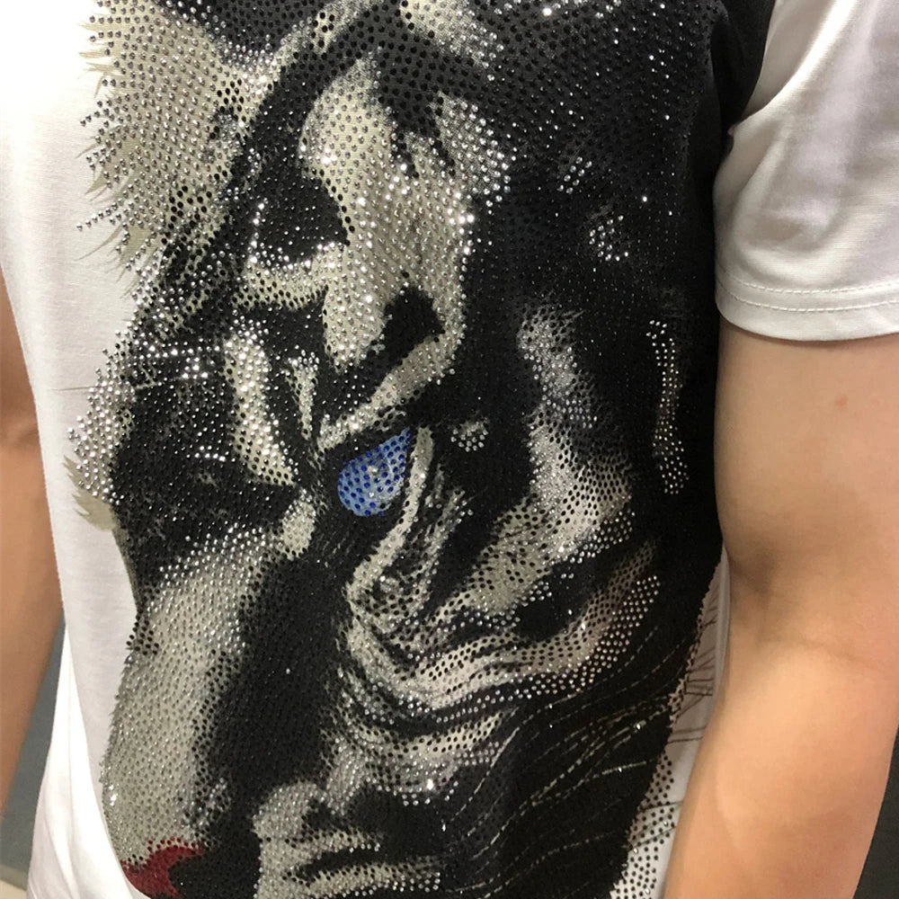 Animal Rhinestone Short Sleeved T-Shirt