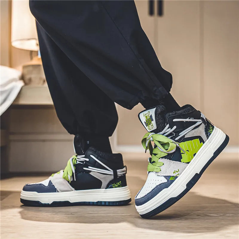 High Top Platform Patchwork Sneakers