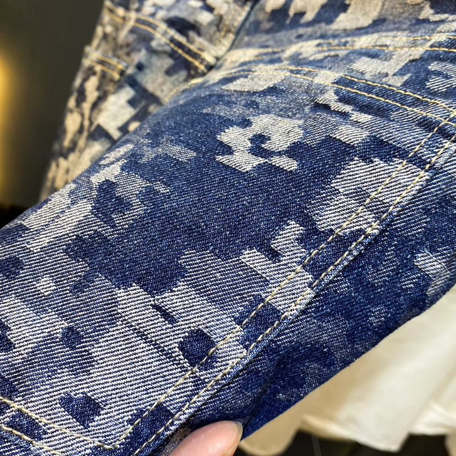 Retro Printed Straight Fit Jeans