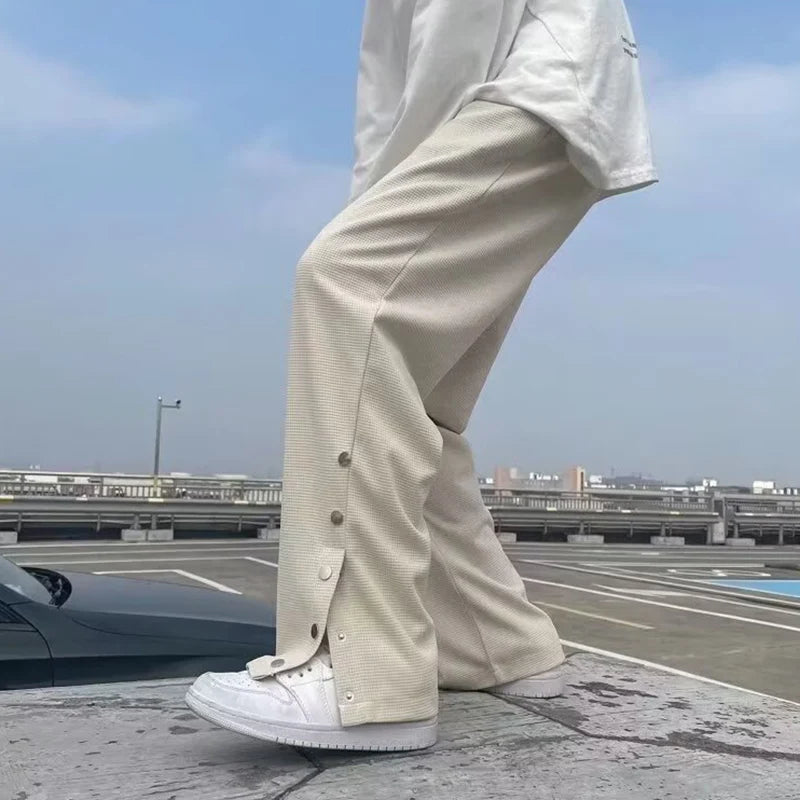 Straight-Leg Split Button Pants