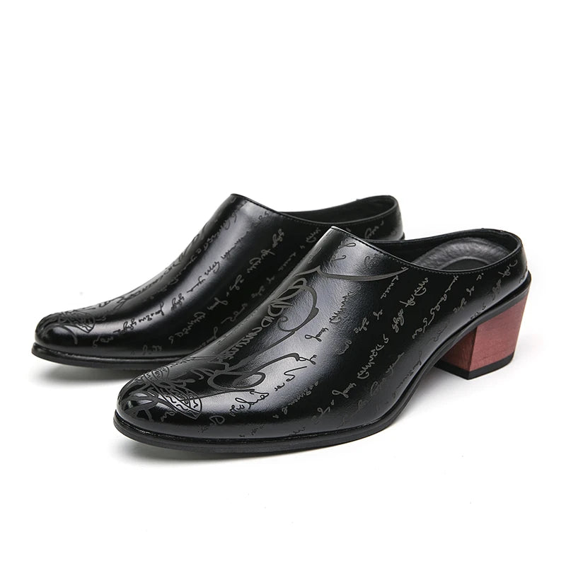 Square High Heel PU Mules Shoes