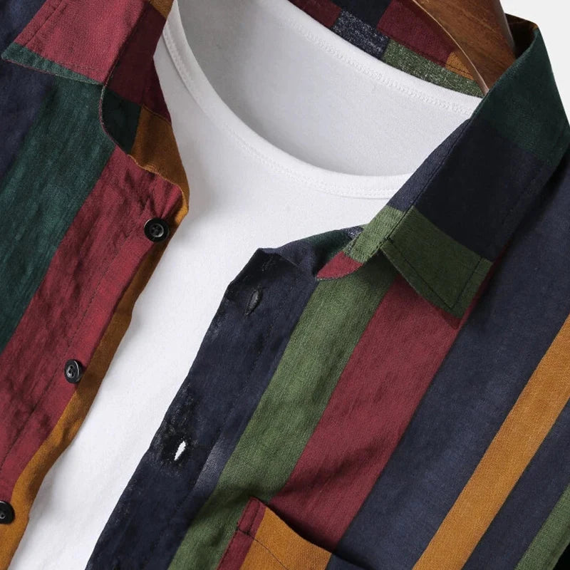 Street Colorful Stripes Loose Shirt
