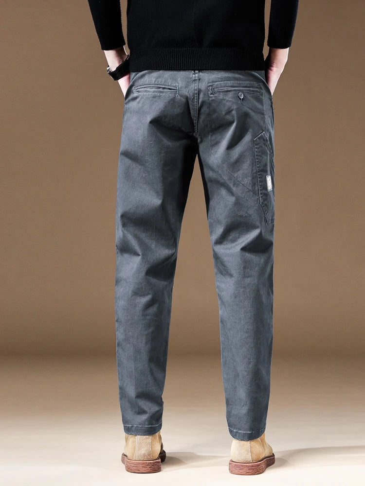 Retro Splicing Work Straight Pants