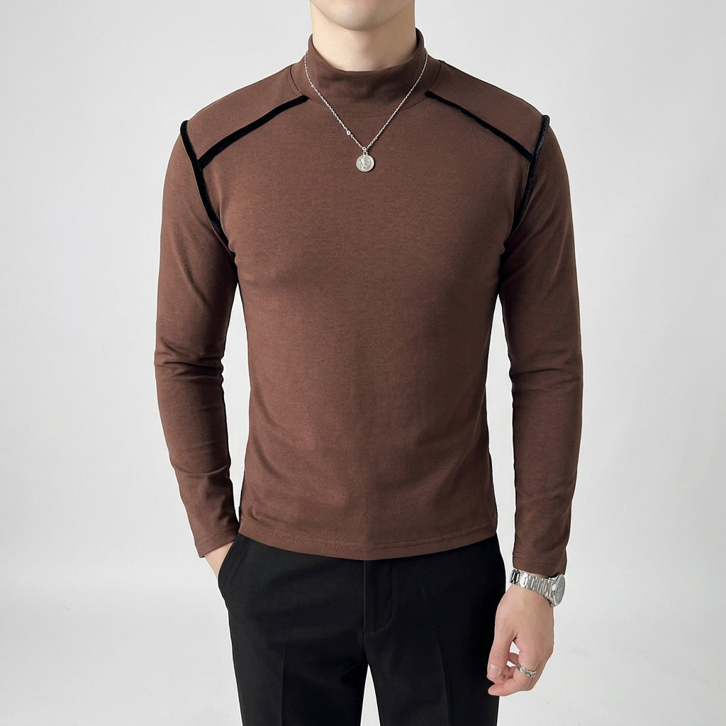 Black Stripe Outside Stitched Fitted T-Shirts