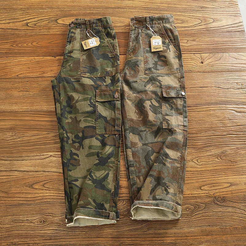 Twill Camouflage Pleated Cargo Pants