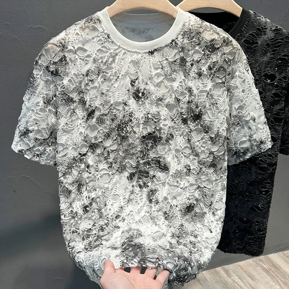 Casual Tie-Dye Ripped T-Shirt