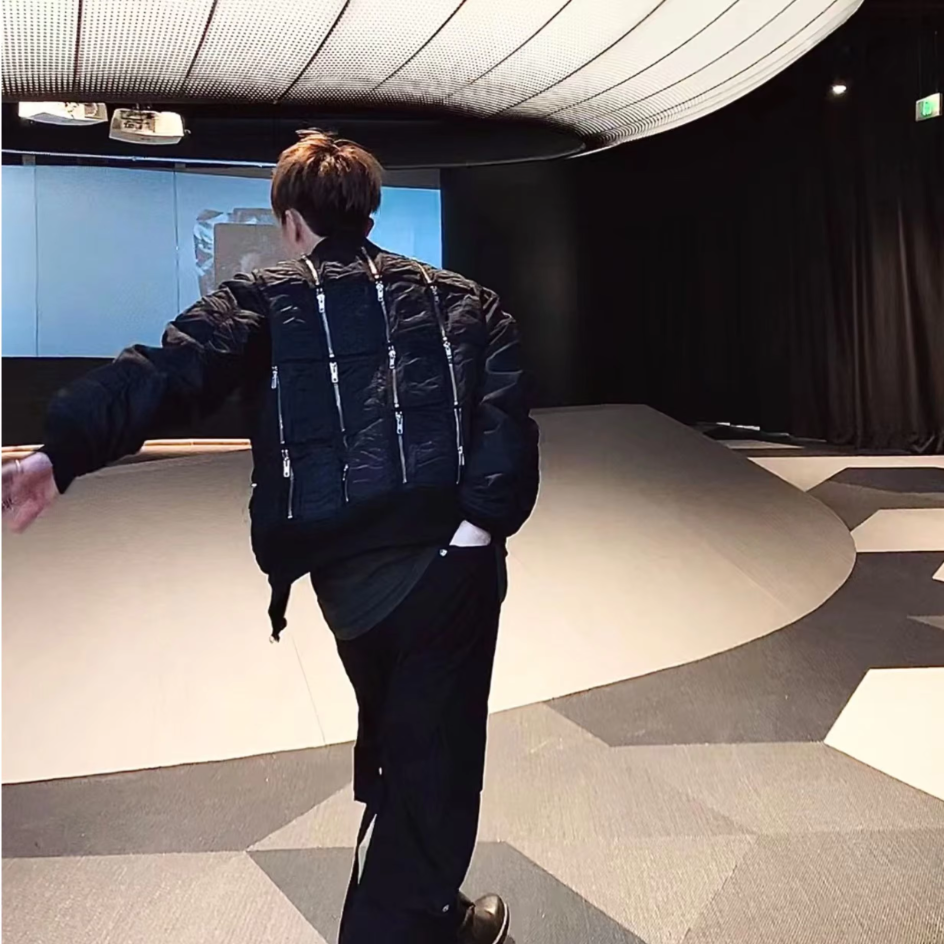 Black Multi Zippers Men's Jacket