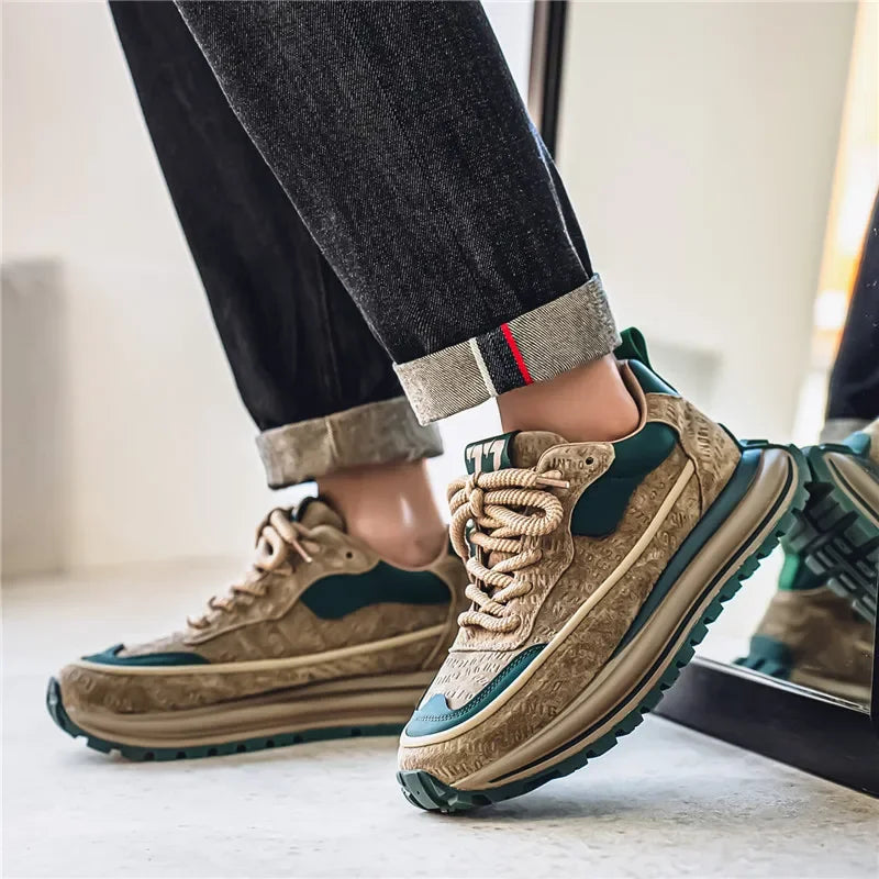 Letter Pattern Thick Bottom Men's Sneakers